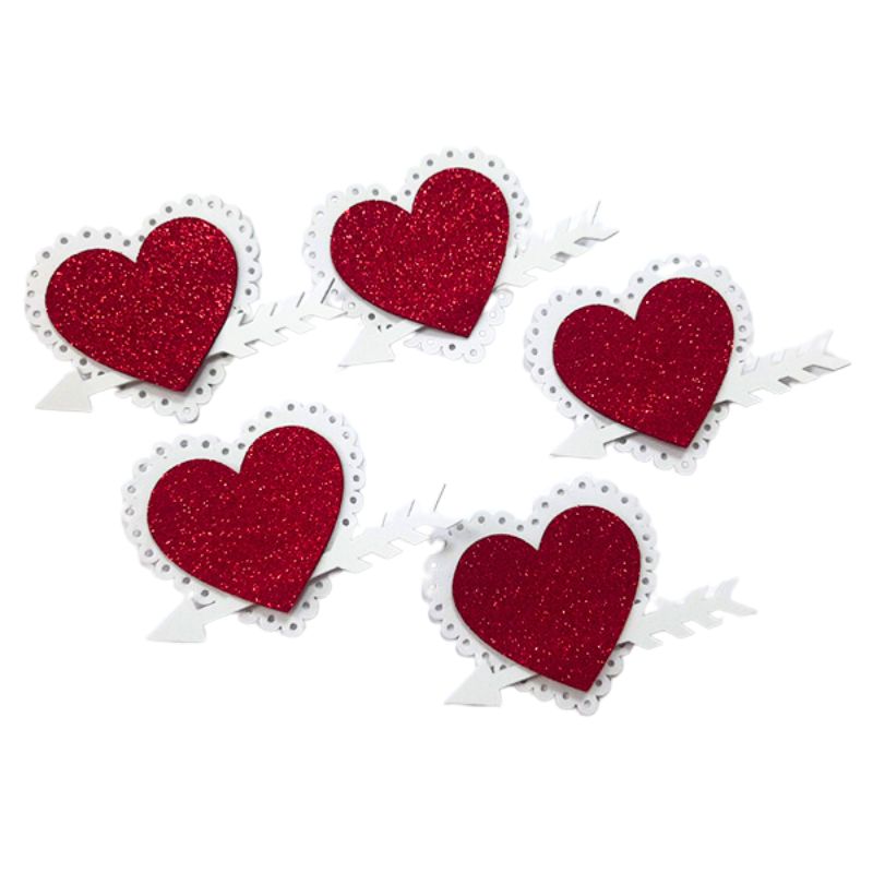 Blank "Diamond handles" /123044/ "Fiery heart with an arrow" 7.5 cm, foamiran, 30 pcs in a pack.