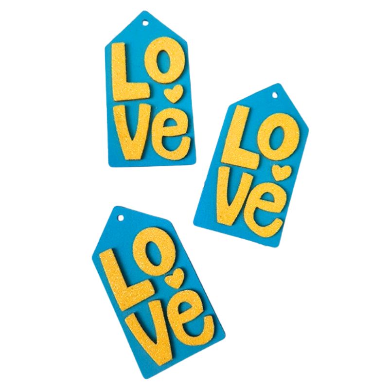 Заготовка "Діамантові ручки" /123050/ "Бірка "Love" 8 см, фоаміран, 20 шт в упак.,блакитна
