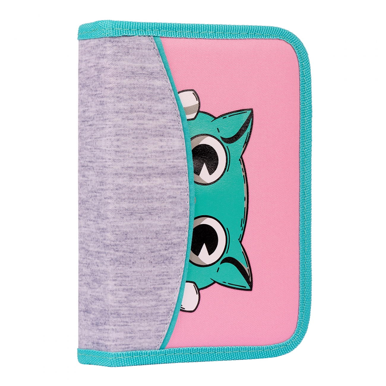 Hard pencil case "1B" /532921/ 1 compartment. without valve HP-02 "Best Friend", pink/grey (1/40)