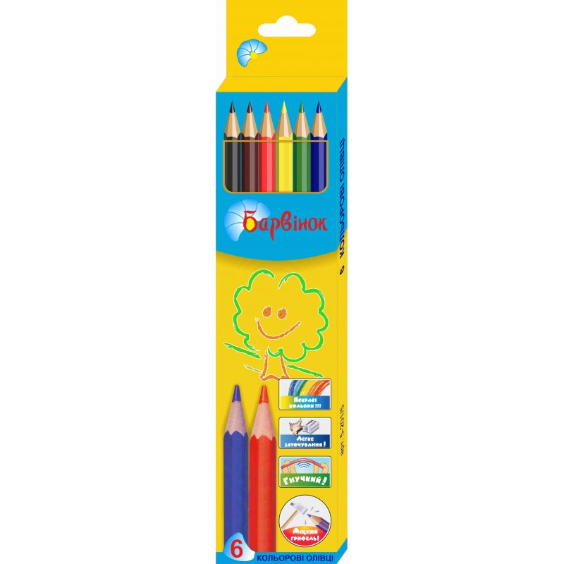 Colored pencils "Pervinok" 6 pcs. /5-201/5/ PLASTIC (1/24/480)
