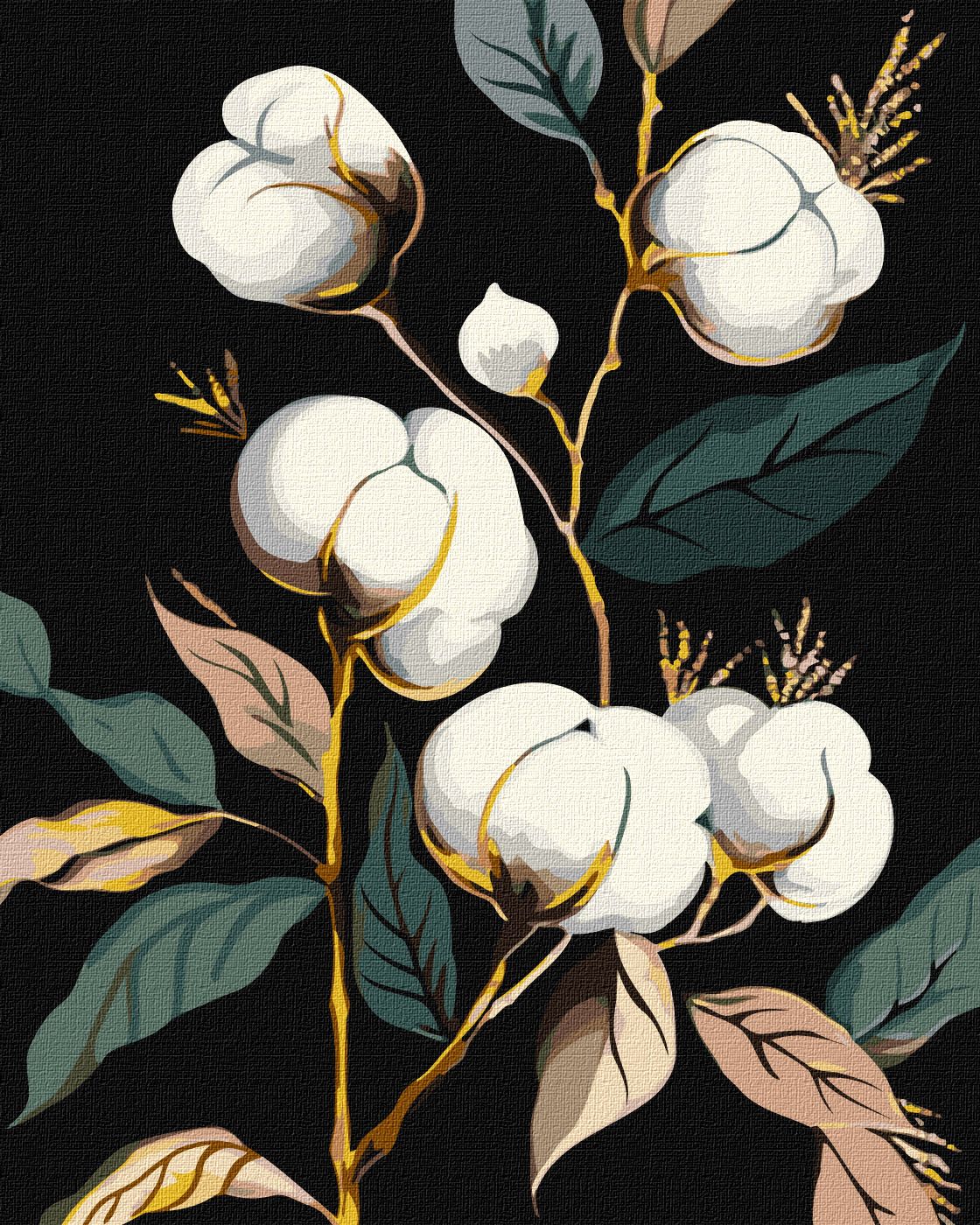 Picture by number "Ideyka" /KHO3246/ "Snow-white cotton with extra metallic paints" 40*50 cm