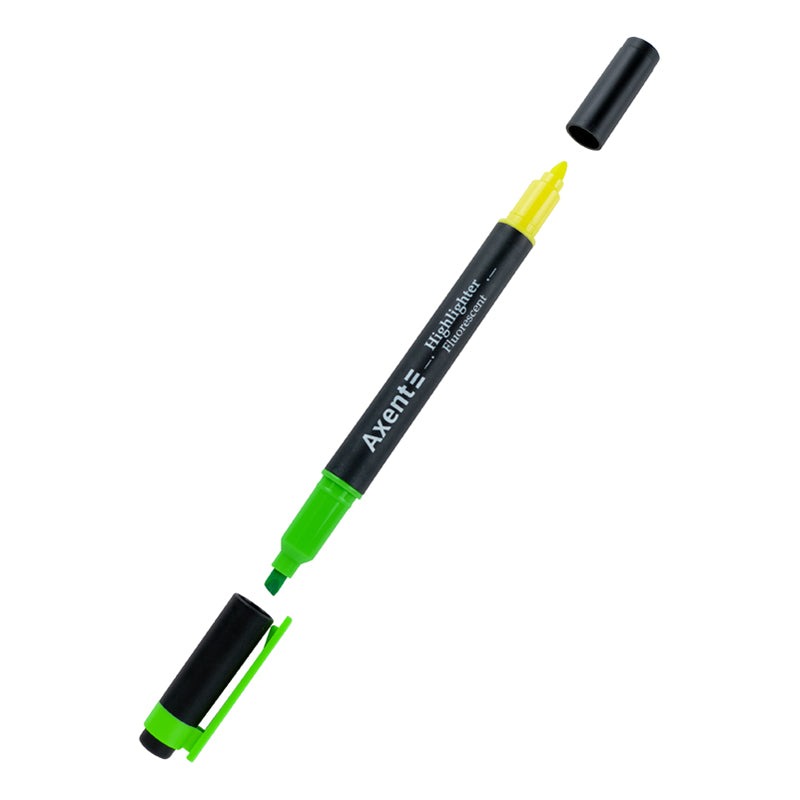 Marker "Axent" /2534-04-A/ "Highlighter Dual", 2-4 mm wedge. green+yellow (12/144)