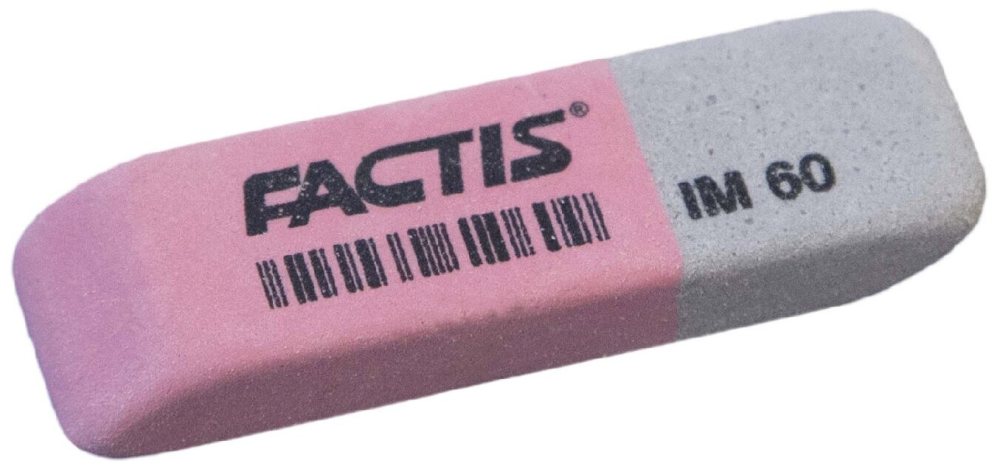"FACTIS" eraser /IM60/ rectangular red-gray with a chamfer 4.7*1.4*0.7cm (60/1500)