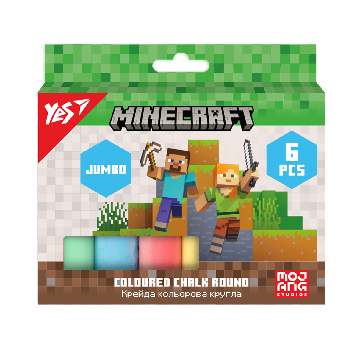 Colored chalk 6 pcs. "YES" /400558/ JUMBO "Minecraft" (1/12/72)