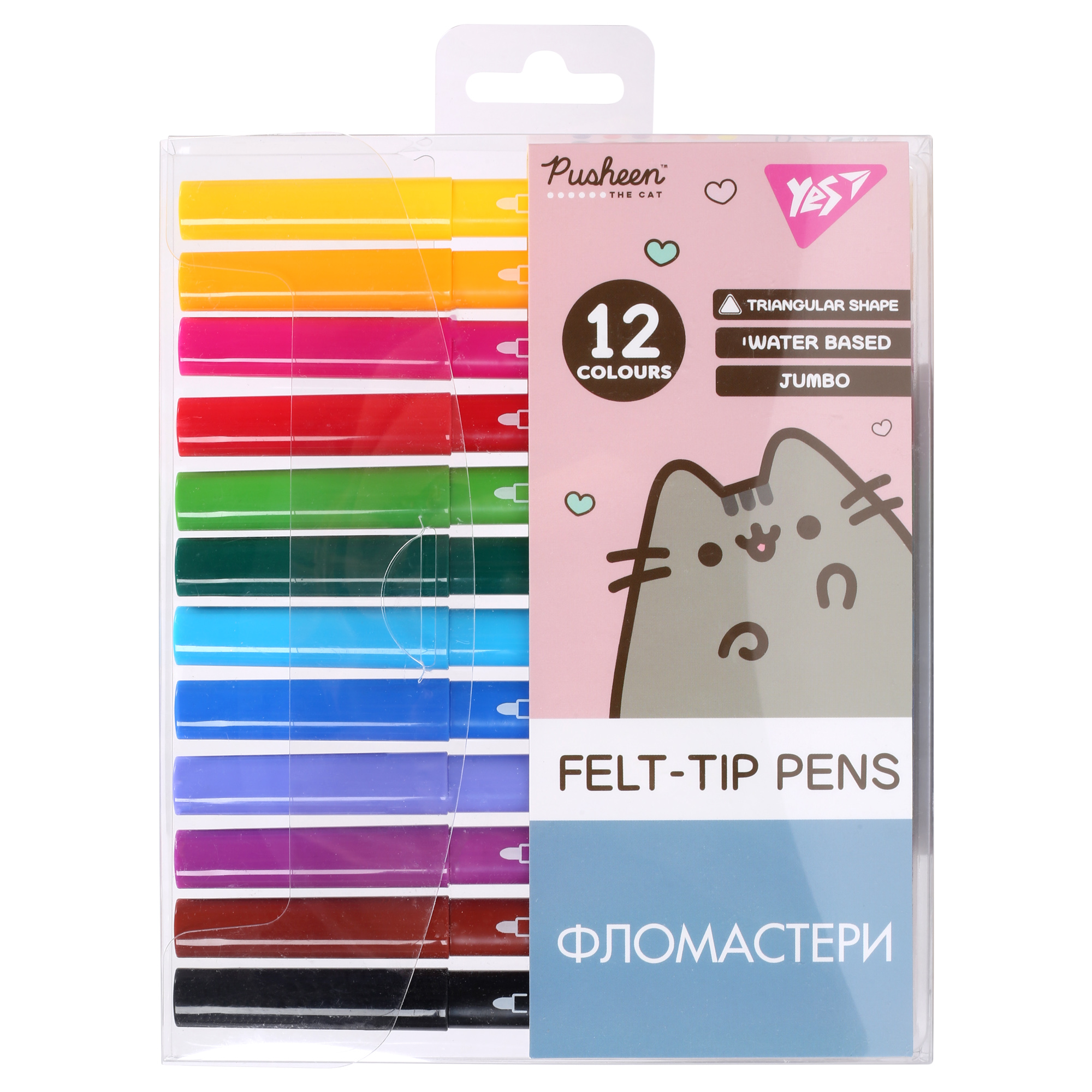 Felt-tip pens "YES" 12 pcs. /650589/ Jumbo "Pusheen" (1/12/72)