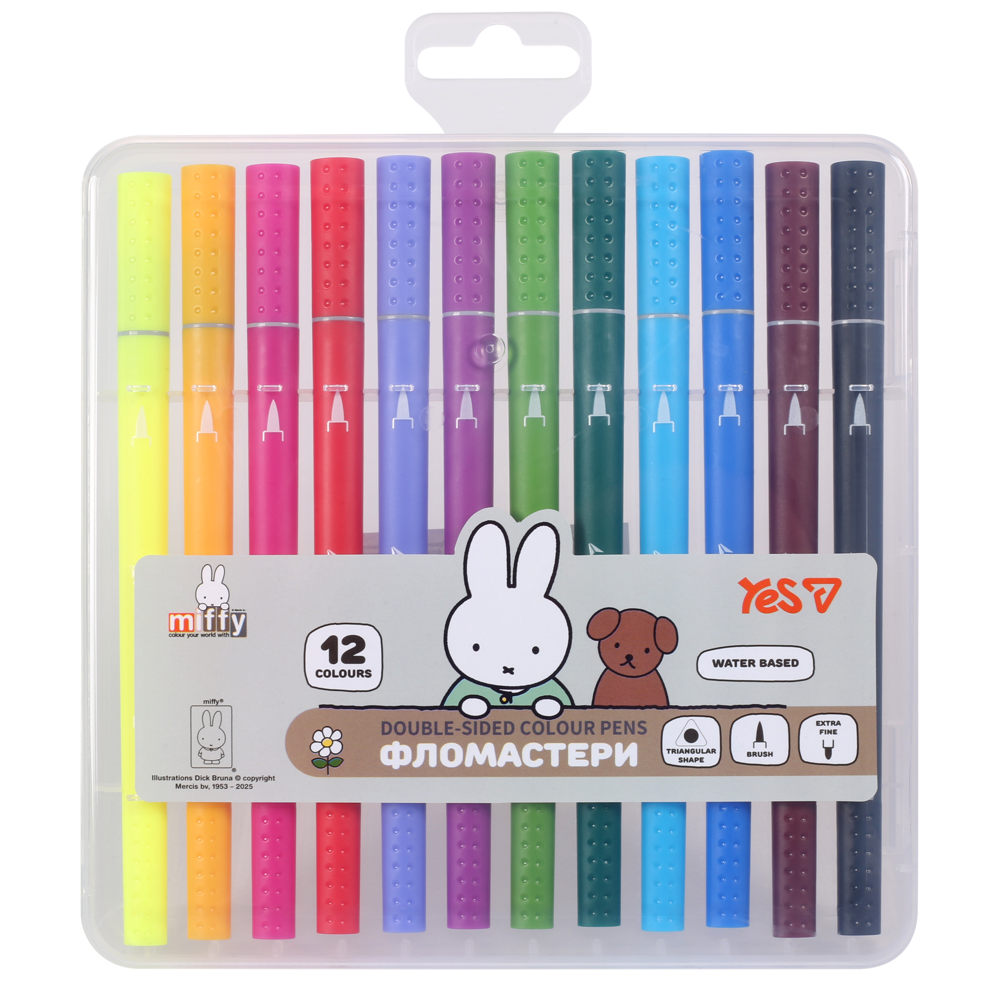 Felt-tip pens "YES" 12 pcs. /650595/ DOUBLE-SIDED "Miffy" (1/12/72)