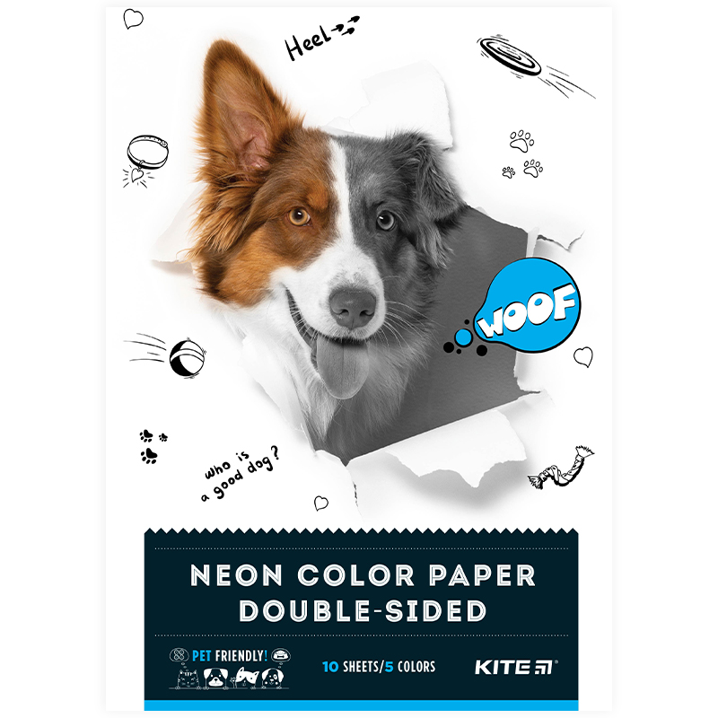 Colored paper "Kite" /K22-252/ neon. A4/(10 sheets/5 circles) "Kite Dogs" (1/50)