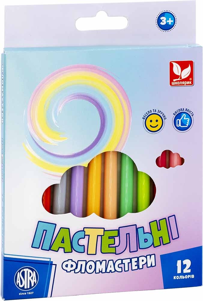 Felt-tip pens "Schoolboy" 12 pcs. /317122001-UA/ pastel (1/12)