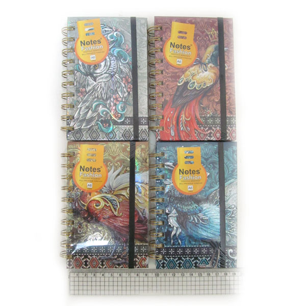 Notebook A6/80 "JO"6234-A6 "Birds" spiral, on rubber, ==., col. cor., mix 4. (1/24)