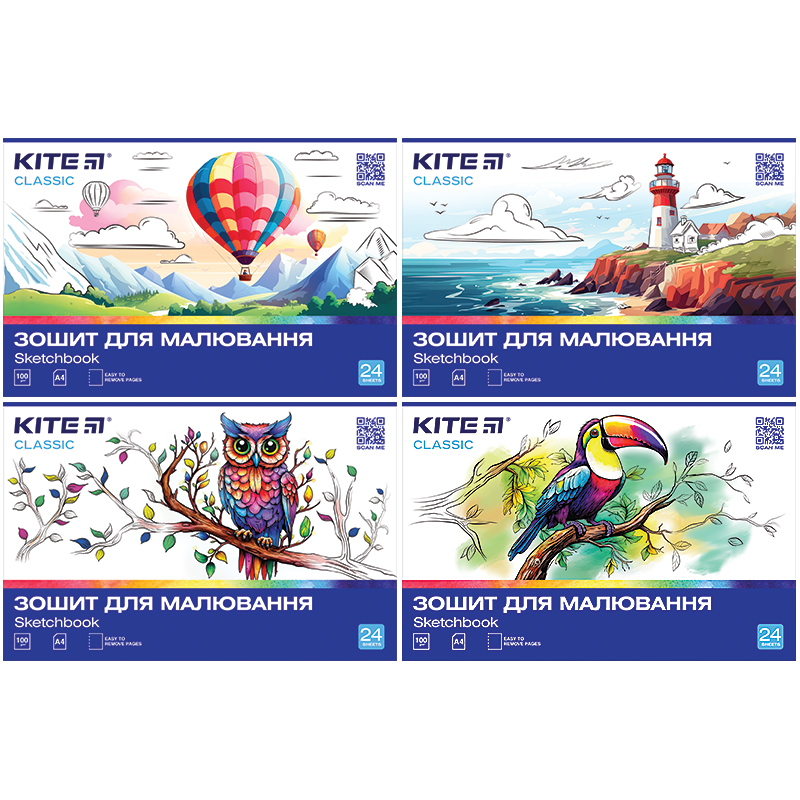 Notebook for drawing A4/24 sheets. "Kite" /K-242/ bracket, soft-touch+UV, Classic (67714) (12/96)
