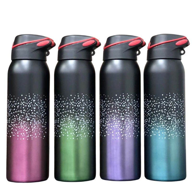 Пляшка-термос для води "JO" /0151/ "Snow" 500ml, з петлею і соломинкою, подвійна стінка, мікс