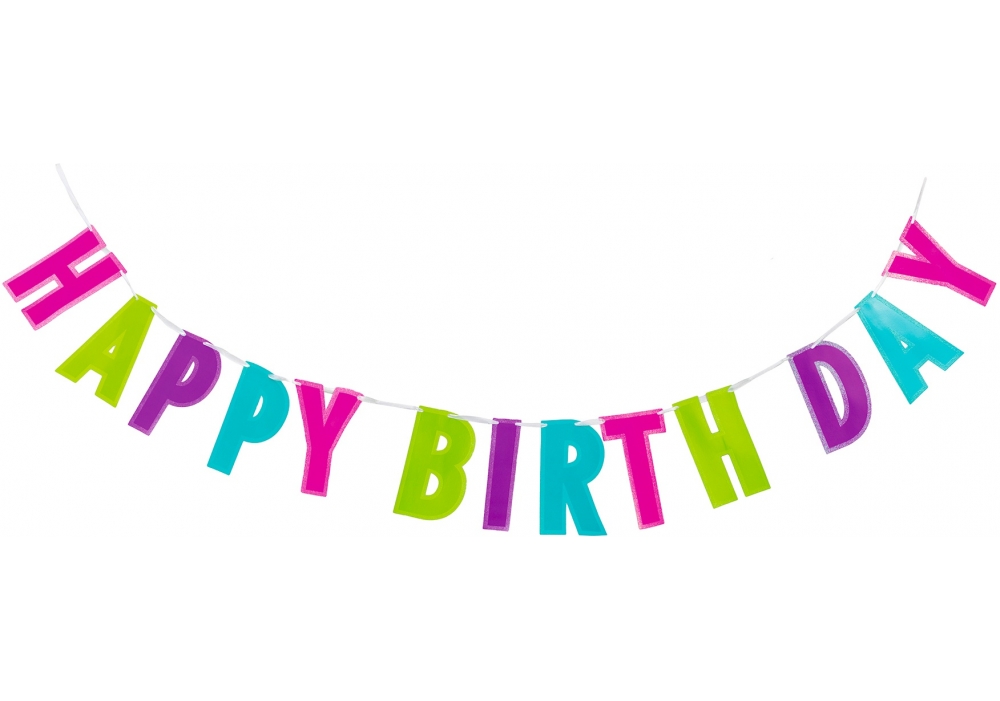Garland-banner "Maxi" /MX290/ "Happy Birthday" 2 m. + ribbon (1/24)