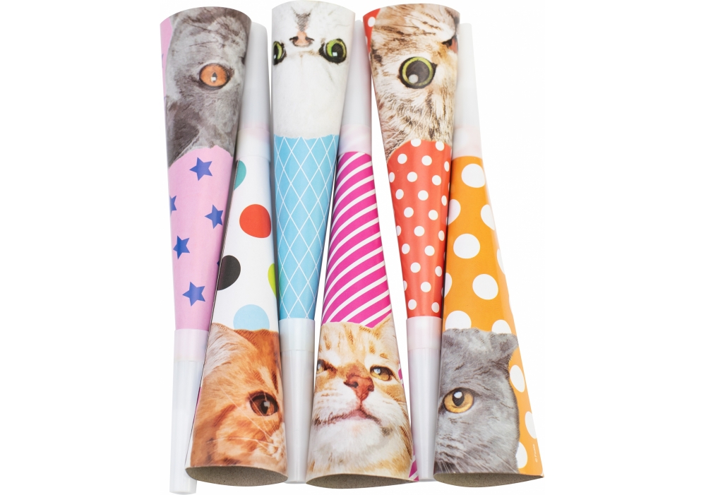Set of horn horns "Maxi" /MX433/ "Funny Cats" 6 pcs., 19cm mix (1/24)