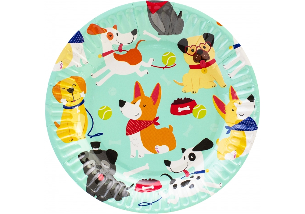 Set of plates "Maxi" /MX443216-7in/ "Happy dogs" 6 pcs. D-17.78cm (1/24)