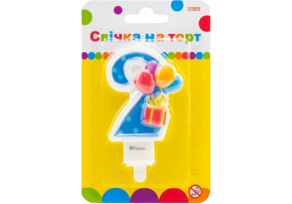 Свічка - цифра "Maxi" /MX622069-2/ "2"  кульки 7,62см (1/24)