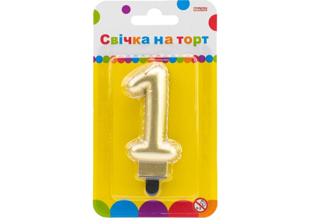 Candle - number "Maxi" /MX622095G-1/ "1" gold ball 7.62cm (1/24)