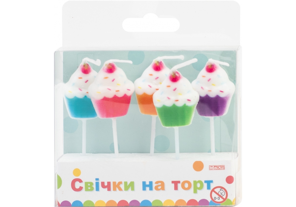 Set of candles for a cake "Maxi" /MX629066/ "Sweet Cakes" 5 pcs (1/24)