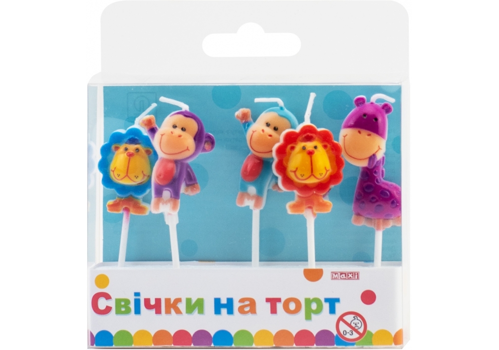 Set of candles for a cake "Maxi" /MX629095/ "Africa" 5 pcs (1/24)