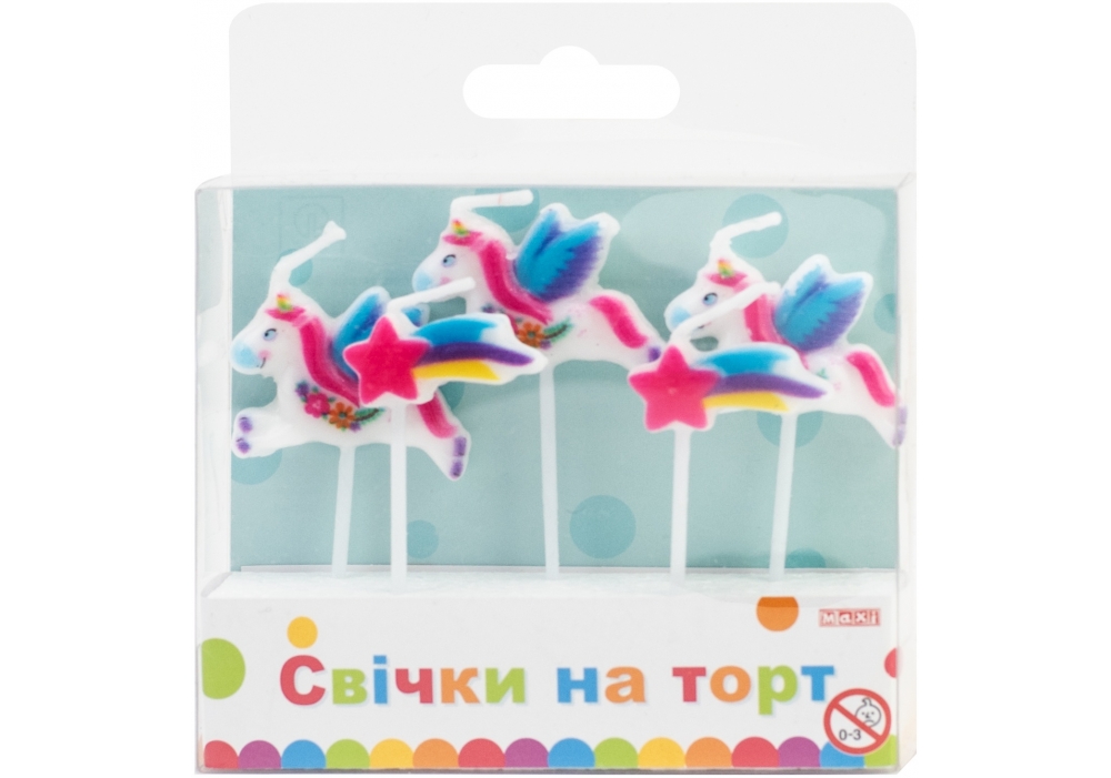 Set of candles for a cake "Maxi" /MX629219/ "Unicorn" 5 pcs (1/24)
