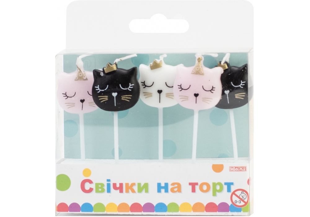 Set of candles for a cake "Maxi" /MX629242/ "Kittens" 5 pcs (1/24)