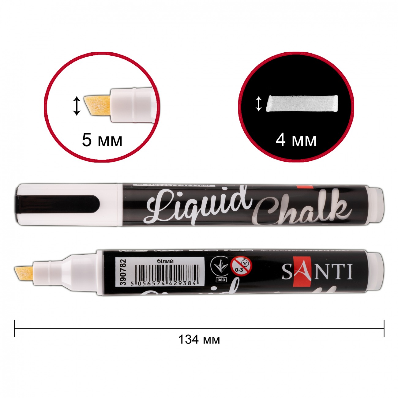 Chalk marker "Santi" /390782/ white, 5 mm (6/480)