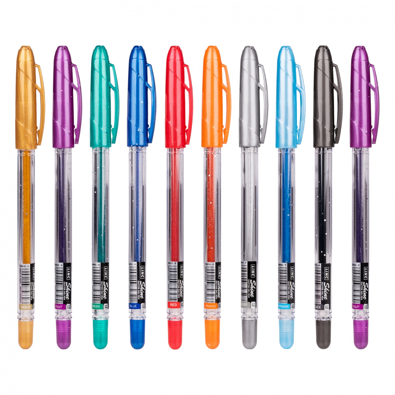 Set of gel pens "LINC" 10 pcs. /420445/ "Shine" glitter 1.0mm, mixed colors (1/10/120)