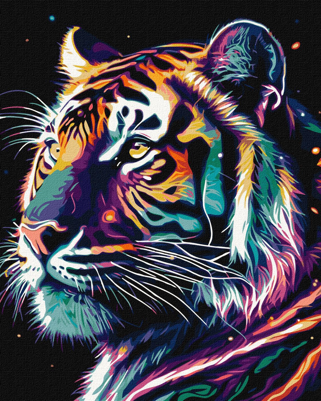 Paint by number "Ideyka" /KHO6527/ "Fantastic tiger with extra metallic paints" 40*50 cm
