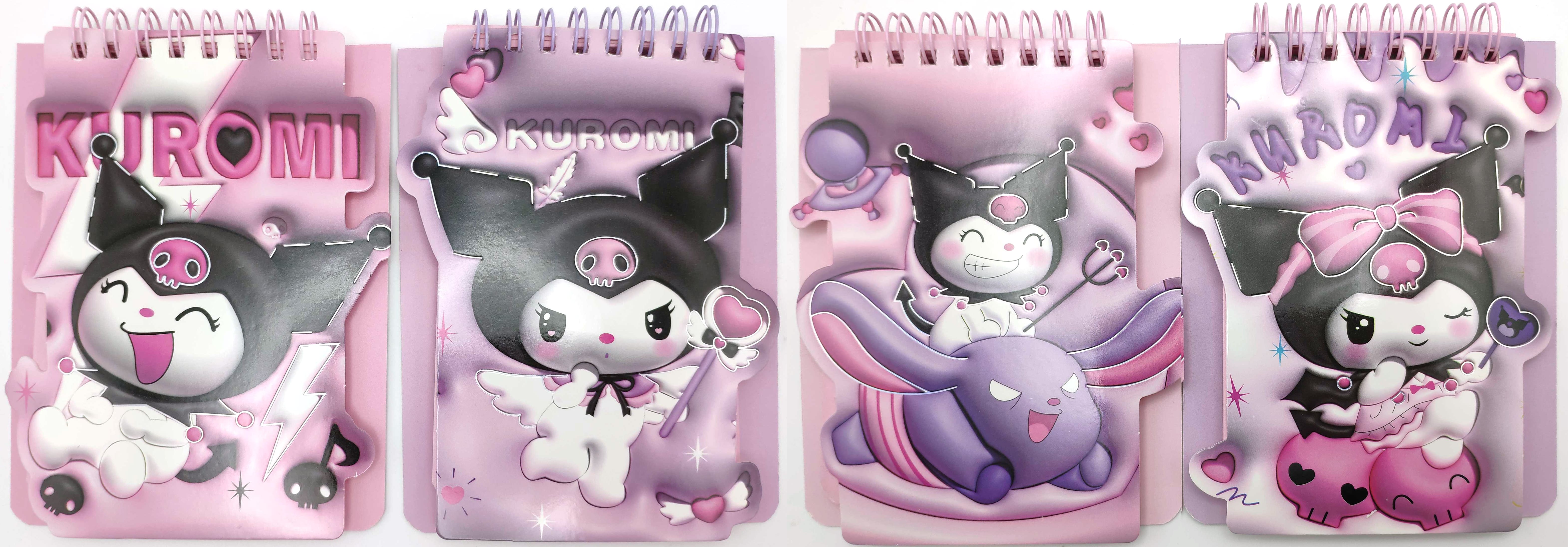 Блокнот 10,2*12,5 см/60арк. /55606/ на спіралі зверху "Зайчик Kuromi Куромі- 3D", мікс (1/24)