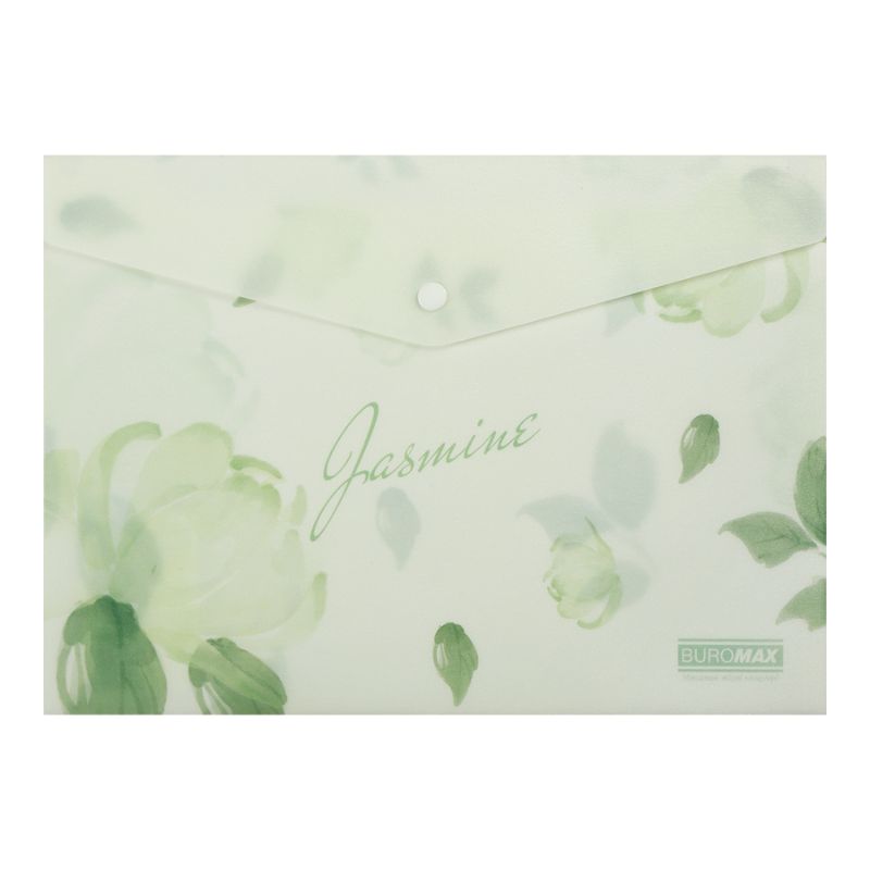 Папка-конверт на кнопці А4 "BuroMAX" /BM.3943-38/ матов.пластик, ARABESKI, м'ятний (12/360)