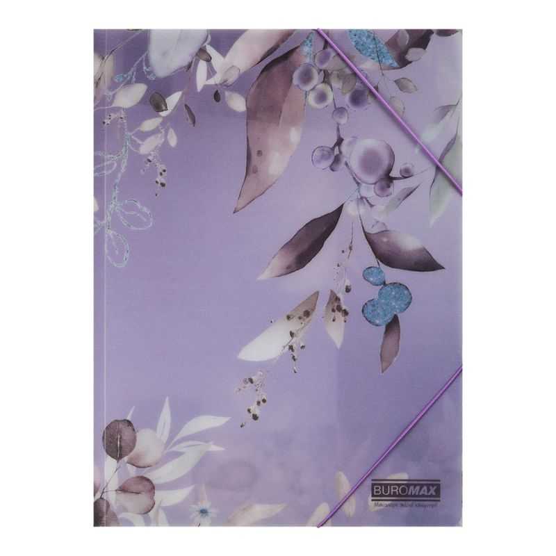 Folder on rubber bands A4 "BuroMAX" /BM.3908-48/ matte plastic, ARABESKI, plum (1/12/180)