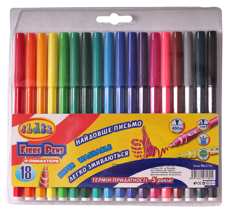 Felt-tip pens "CLASS" 18 pcs. /2718/ "Easy wash" premium (1/12/144)