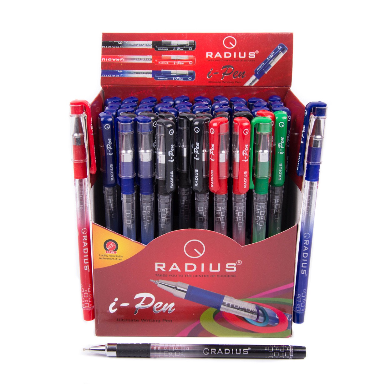 Ballpoint pen "Radius" /I-Pen/ Print on body, mix (34 blue + 10 black + 4 red + 2 green), 0.7 mm (50/300/1200)