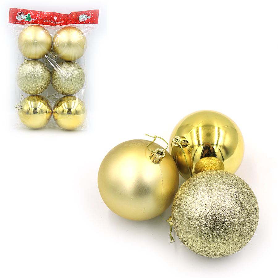 Set of Christmas balls "JO" /DSCN1498-8/ "Gold" 8cm, 6pcs (1/64)