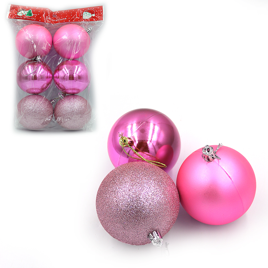 Set of Christmas balls "JO" /DSCN1501-8/ "Christmas" 8cm, 6pcs (1/64)