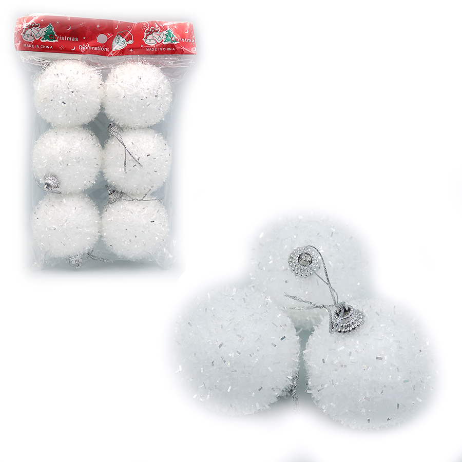 Set of Christmas balls "JO" /DSCN1519/ "Snow" 5cm 6pcs. (1/144)