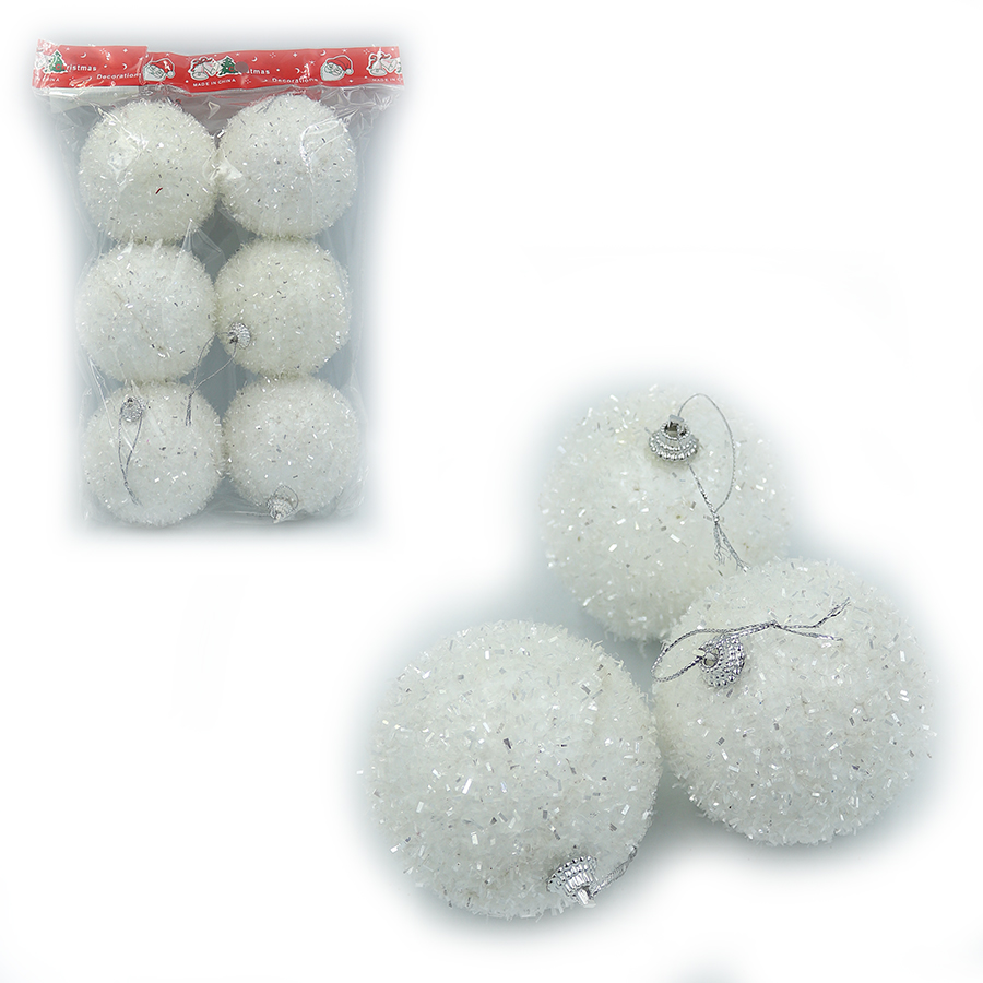 Set of Christmas balls "JO" /DSCN1519-7/ "Snow" 7cm, 6pcs (1/64)