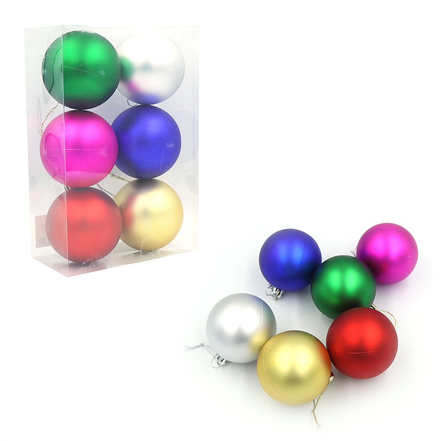 Set of Christmas balls "JO" /DSCN1038-7-6/ "Multi-colored" 7cm, 6 pcs.  (1/80)