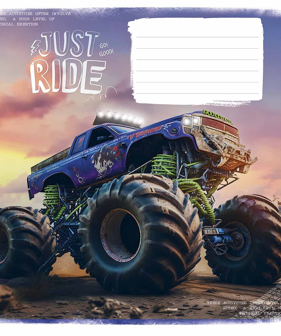 Student's notebook "Schoolboy" 12 sheets # /3287K/ "Offroad masters" VD-lacquer (boy) (30/300)