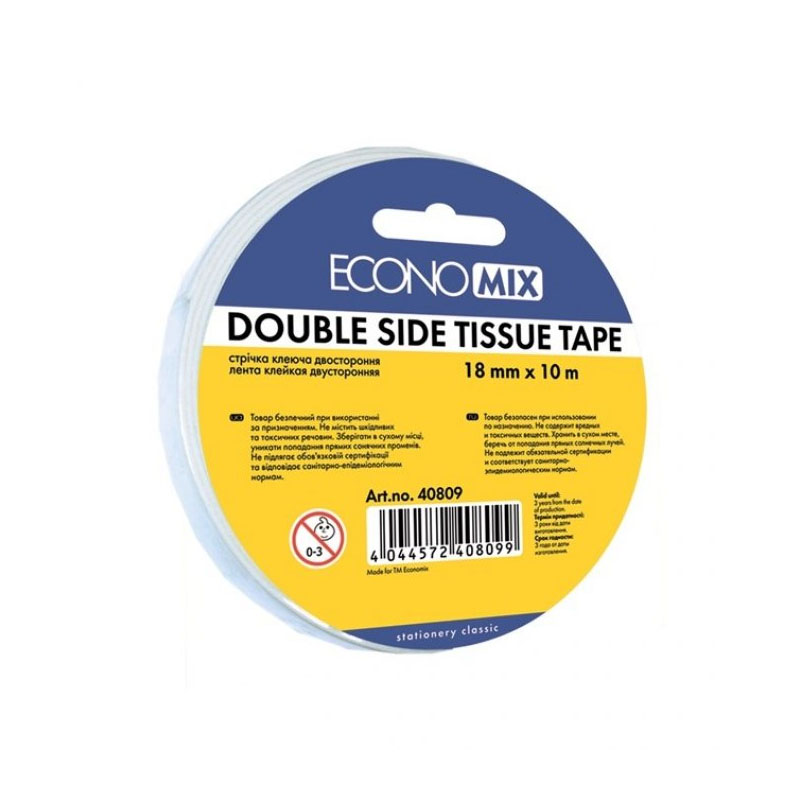 Double-sided tape 18*10 m "ECONOMIX" /E40809/ (1/180)
