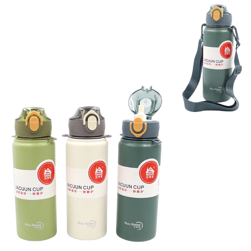 Thermos water bottle "JO" /YR1255/ "Sport" with strap 800ml, mix