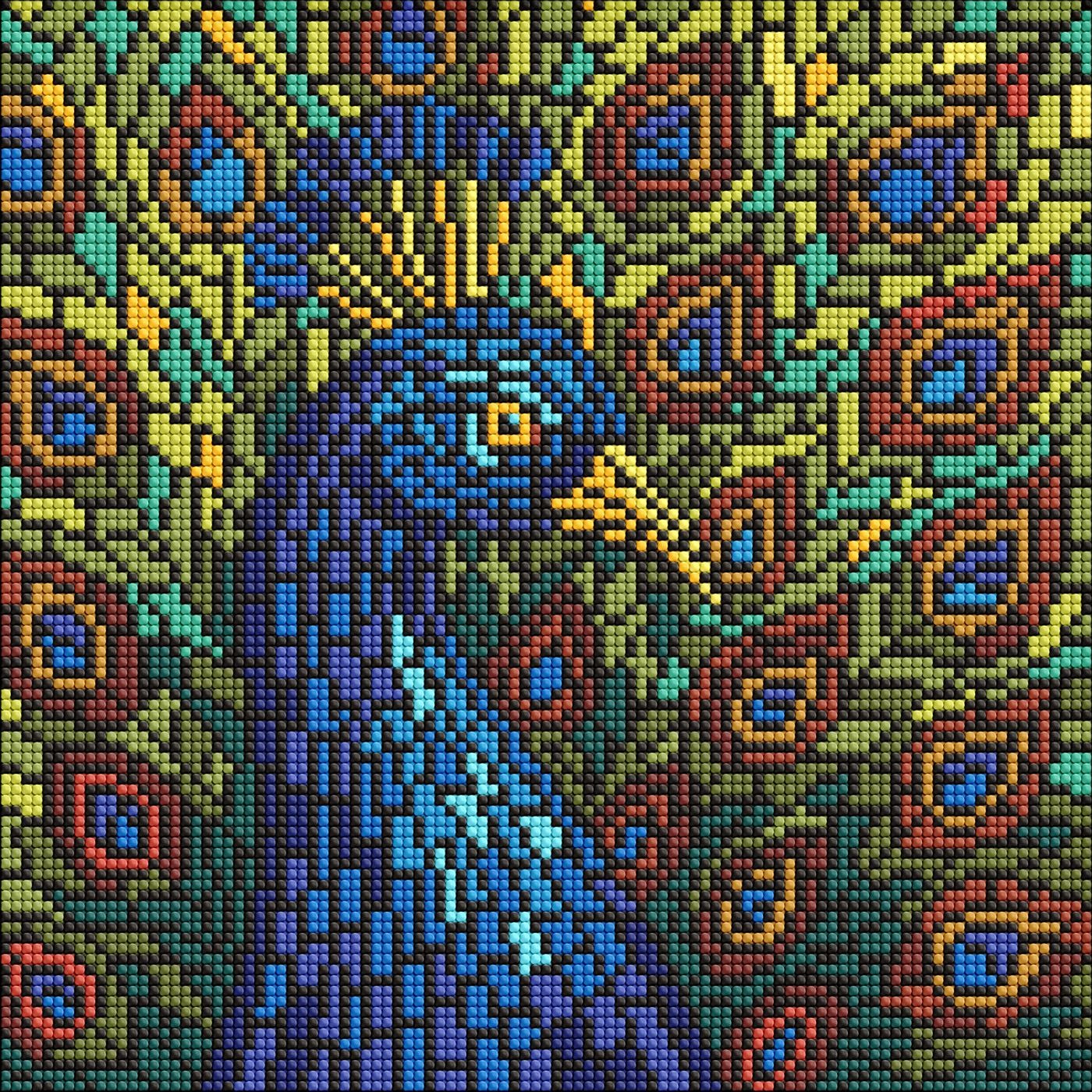 Diamond mosaic "Ideyka" /AMO8323/ "Stained glass. Peacock" 30*30cm