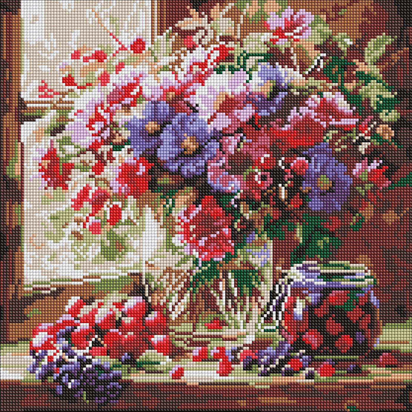 Diamond mosaic "Ideyka" /AMO8314/ "Bouquet and fruits" 40*40cm