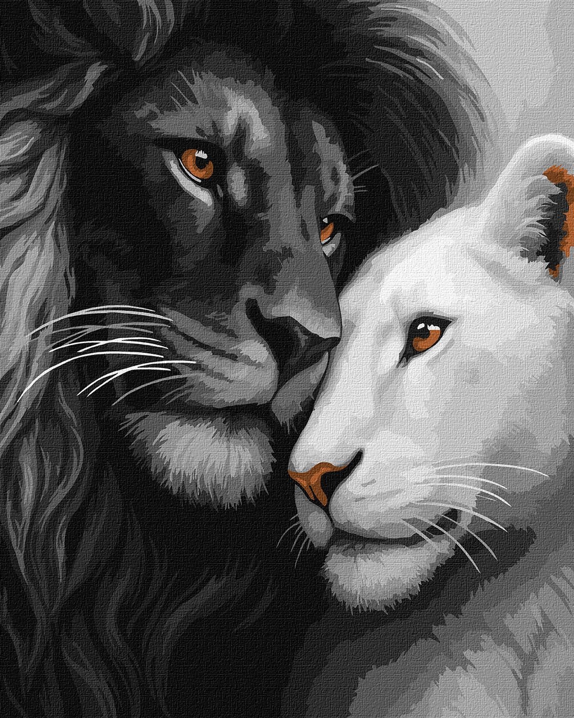 Painting by numbers "Ideyka" /KHO6831/ "Lions in love" 40*50 cm