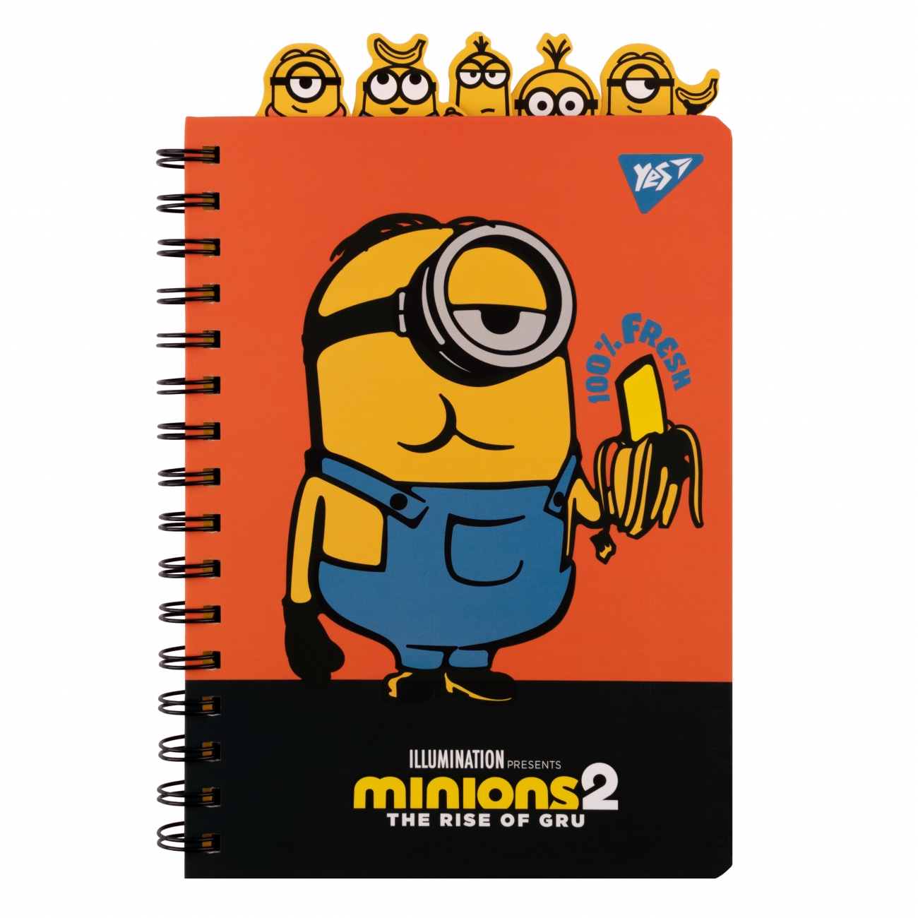 Notebook A5/80 == spiral "YES" /151778/ "Minions" with shaped dividers (1/10/20)