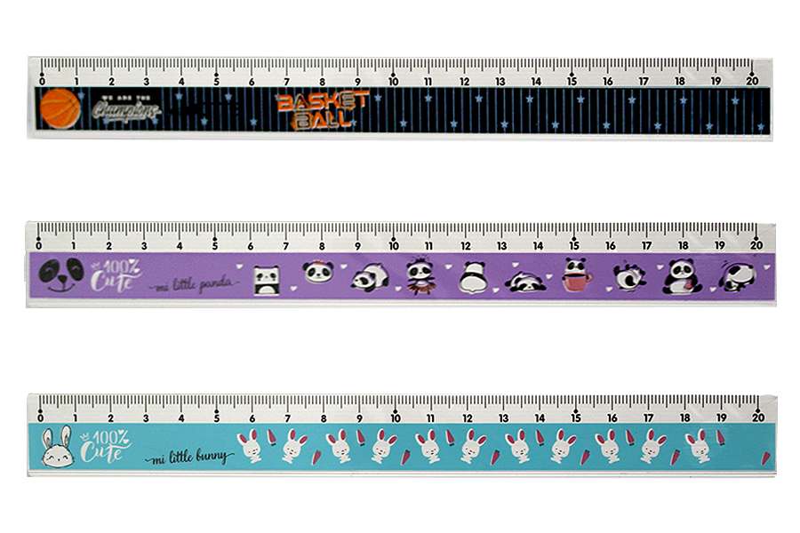 Ruler 20 cm "WB" /3920/ aluminum with color print 24 pcs/pack (1/48)