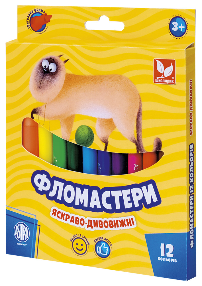 Фломастери "Школярик" 12 кол. /314110003-UA/ конусні (1/12)