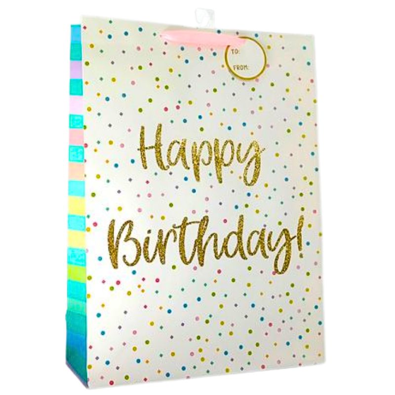 Пакет подарунковий "Діамантові ручки" 32*26*10см /291973/ "Happy birthday" (12)