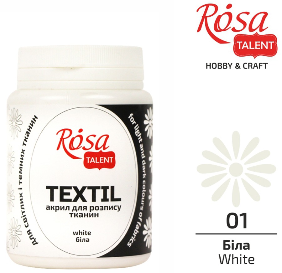 АКРИЛ для тканин "ROSA TALENT" /01/ Біла, 80мл (1/40)