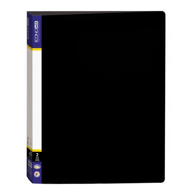 Folder A4 2 rings "Economix" /E 30701-01/ +2 feeders, film, black (1/10)