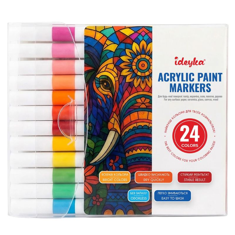 Set of markers 24 pcs. "Ideyka" /M024/ acrylic plastic box (1/80)